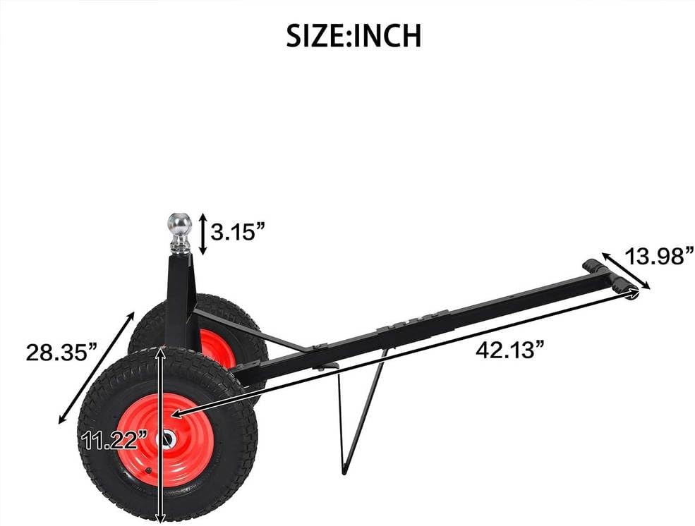 Trailer Dolly with 2" Hitch Ball – 600 LBS Capacity Heavy Duty Steel Trailer Mover with 13" Flat-Free Tires, Wide Wheelbase for Stability, Ideal for RV, Boat, Camper, Jet Ski & Utility Trailers