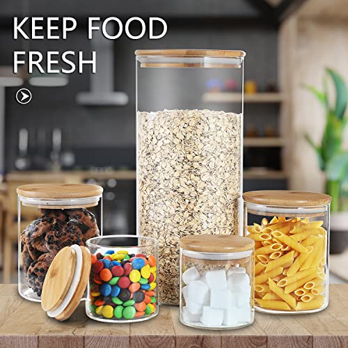 Image of umieo 50oz (1400ml) Glass Jar with Lid Airtight Food Storage Container Bamboo Large Clear Canisters Hold Coffee Beans Candy Nuts Sugar