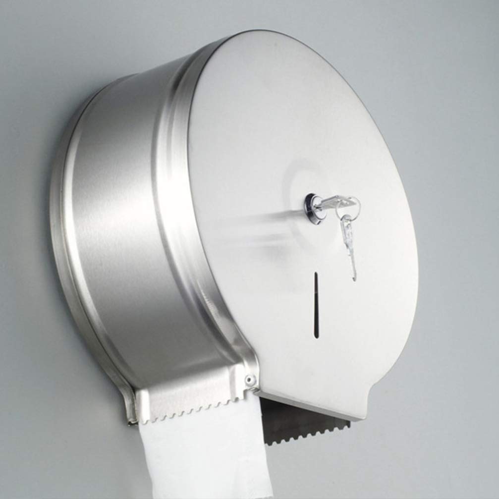 TOPBATHY Portapapeles Diseño Moderno y Redondo de Acero Inoxidable para Baño Montado en Pared Dispensador de Toallas de Papel para Rollos Grandes