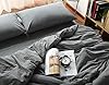 F.Y.Dreams 100% Washed Cotton Duvet Cover for Weighted Blanket 60x80 inches with 8 Ties, Zipper on Long Side/Grey/Just Duvet Cover #5
