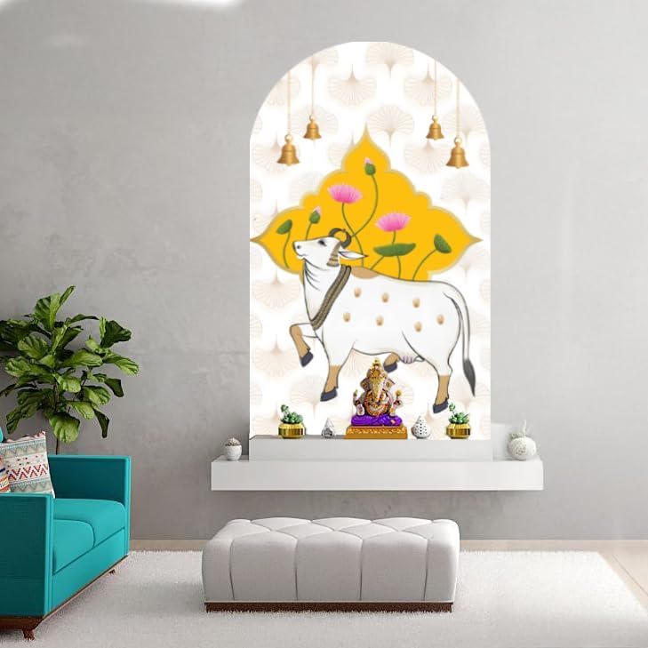 Image of Pichwai Cow Wallpaper for Mandir (1X1, Pichwai Cow - S) | Removable