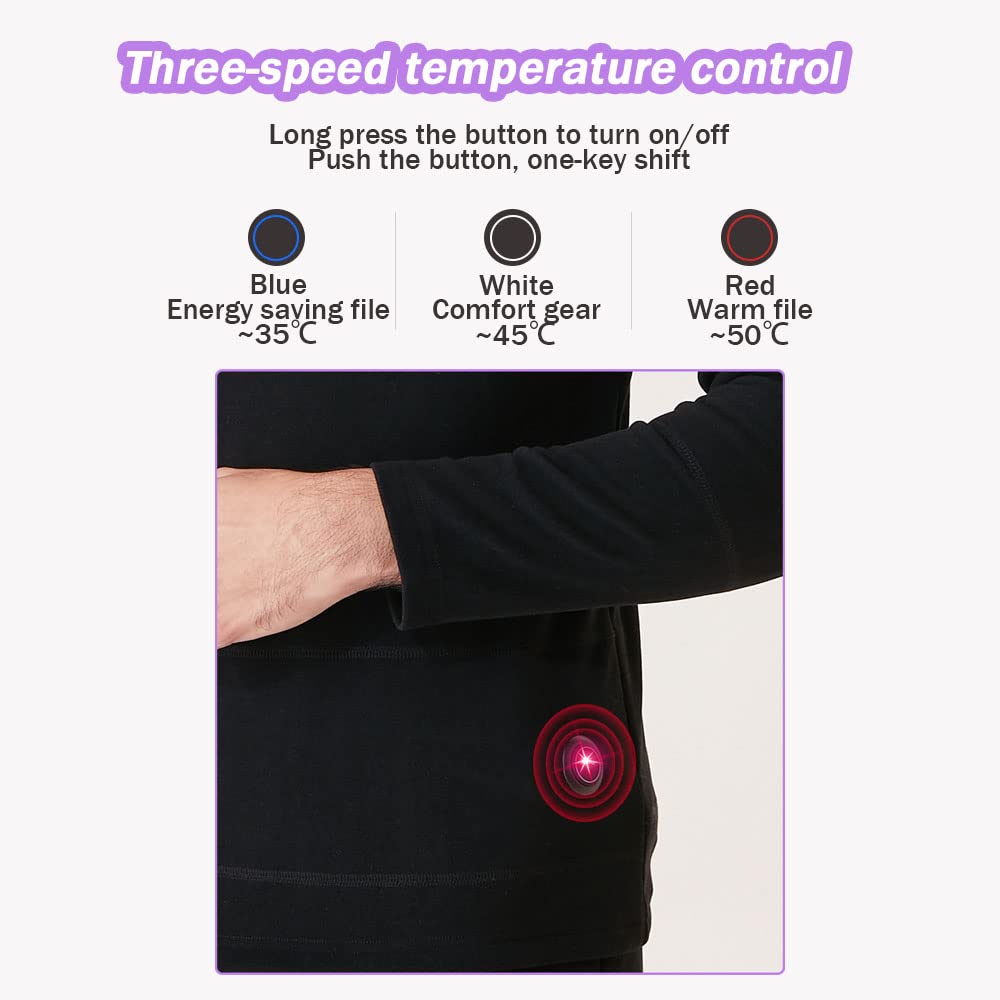 Camiseta de Ropa Interior térmica para Mujer, Camiseta de Manga Larga con calefacción USB eléctrica App para Deportes en Interiores y Exteriores (púrpura M) (púrpura S)