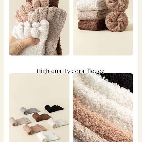 Fluffy Five Toe Socks Coral Fleece Girls Winter Women Men Thick Plush Warm Cozy Comfy Extra Soft Flush Insulating3