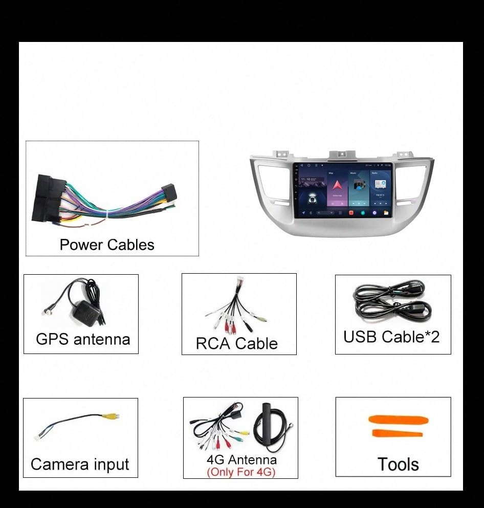 Navegación GPS Hyundai IX35 Tucson 3 Android Auto Bluetooth pantalla USB 7