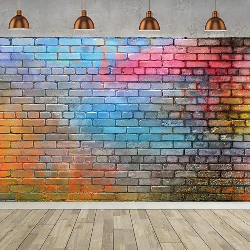 Toile de fond murale en briques colorées motif réaliste 3x2m de fête