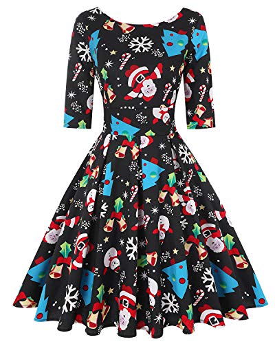 Image of MINTLIMIT Women's 1950s Retro Vintage Cocktail Party 3 /4 Sleeve Swing Dress