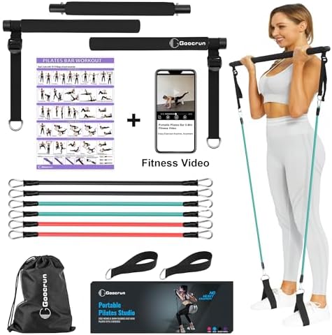 Portable Pilates Bar Kit with Resistance Bands for Men and Women ...