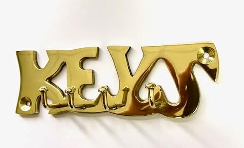 Image of Sign Here Key Rack Holder 4 Hook Chrome, Bronze, Brass, Shiny Nickel + Screws (Brass)