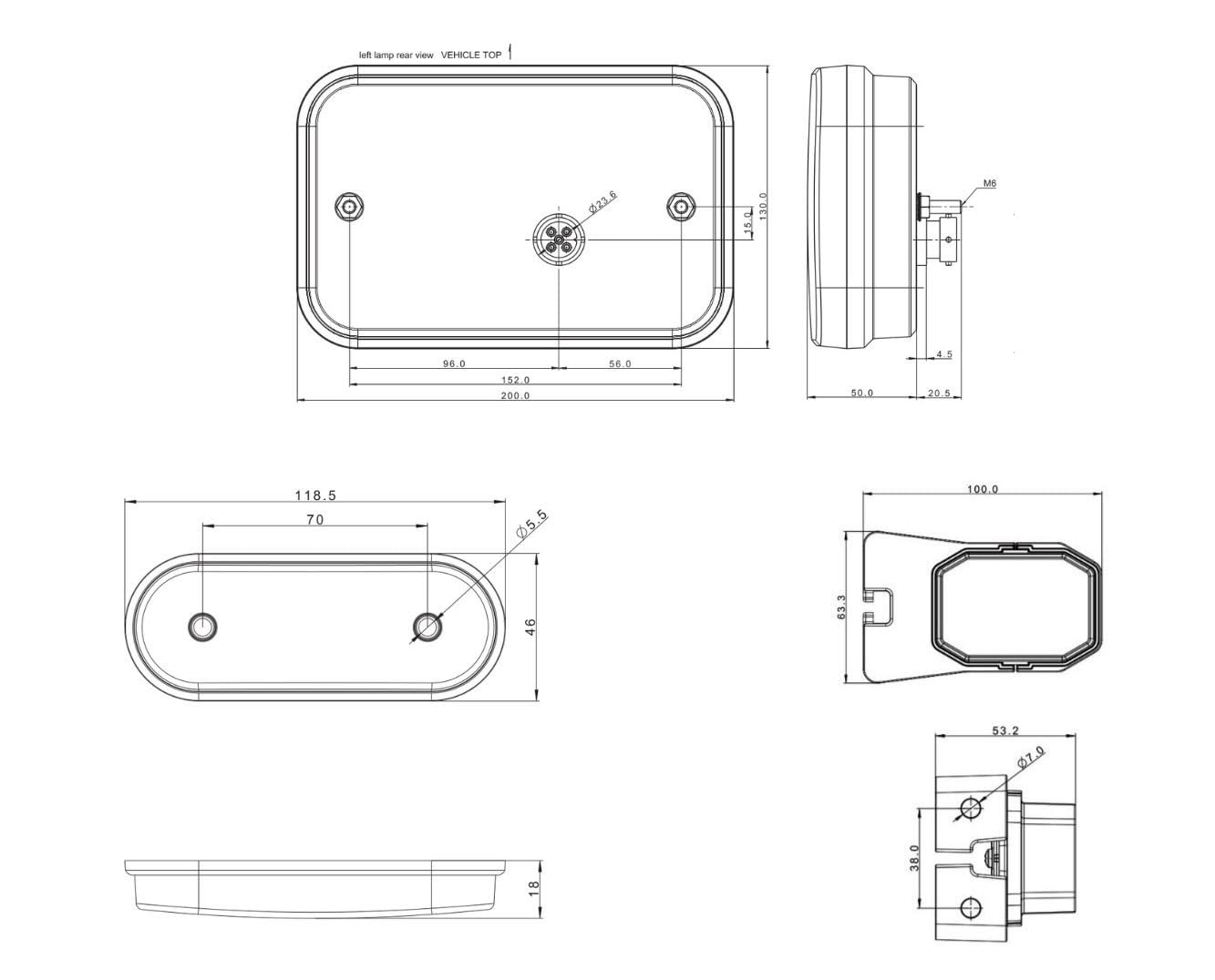 LED Anhängerbeleuchtung Komplettset 13-polig Rückleuchten Umrissleuchten E9 Wohnwagen Trailer LKW 12V 24V Bremslicht Blinker Nebelschluss Rückfahrlicht IP69 (Kabel 7,7m/5,3m)