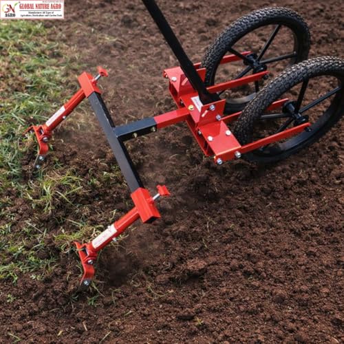 Image of Adjustable Double Wheel Weeder Cum Cultivator Machine | Manual Push Type Garden & Farm Tool for Weed Removal, Soil Loosening & Inter-Cultivation (Harrow-Stirrup-Hoe-5.5-Inch)