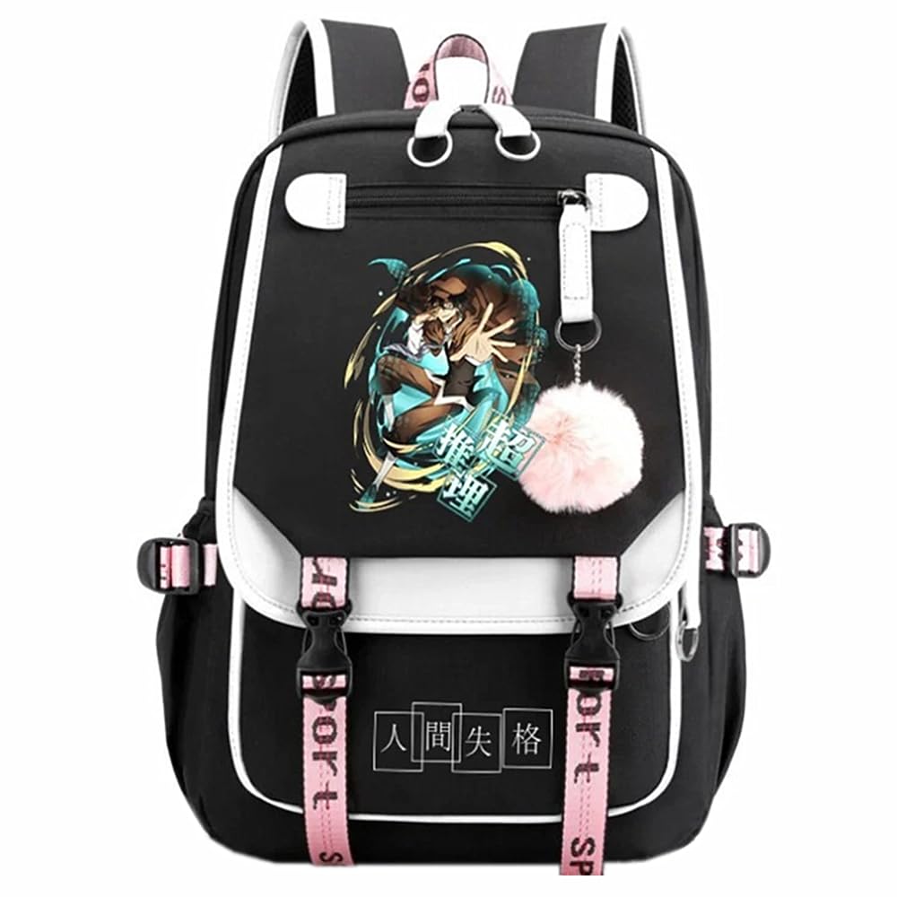 Charous Anime Bungo Stray Dogs Cartoon Print Nylon Backpack,Large Capacity School Bag College Bag for Manga Fans Cosplay