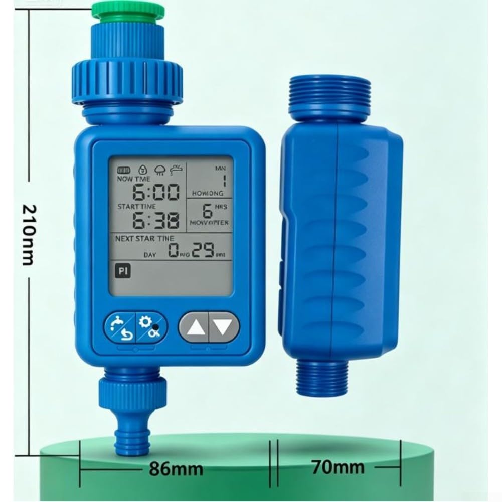 Timer automatico di irrigazione, sensore di pioggia, regolatore di irrigazione con grande schermo LCD, 10 programmi programmabili per rubinetti da giardino