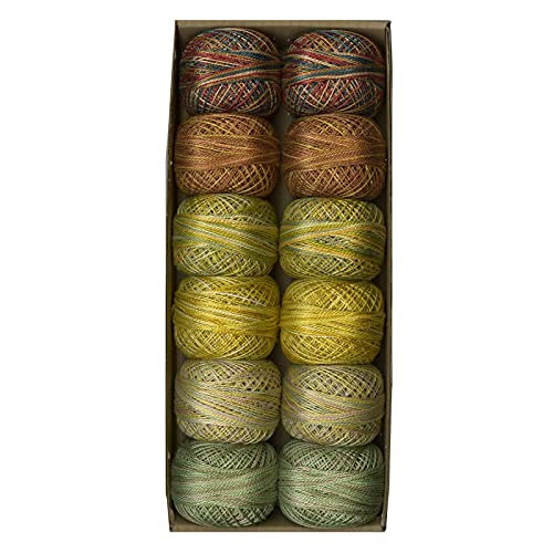 Image of Valdani Pearl Cotton Sz 12 | Two at Harvest | 12 Balls | 109 Yds /Ball | 12-Ball Collection, Hand-Dyed Egyptian Cotton, Colorfast, Size 12 (100m /109 yds, 10g ball), Non-Divisible
