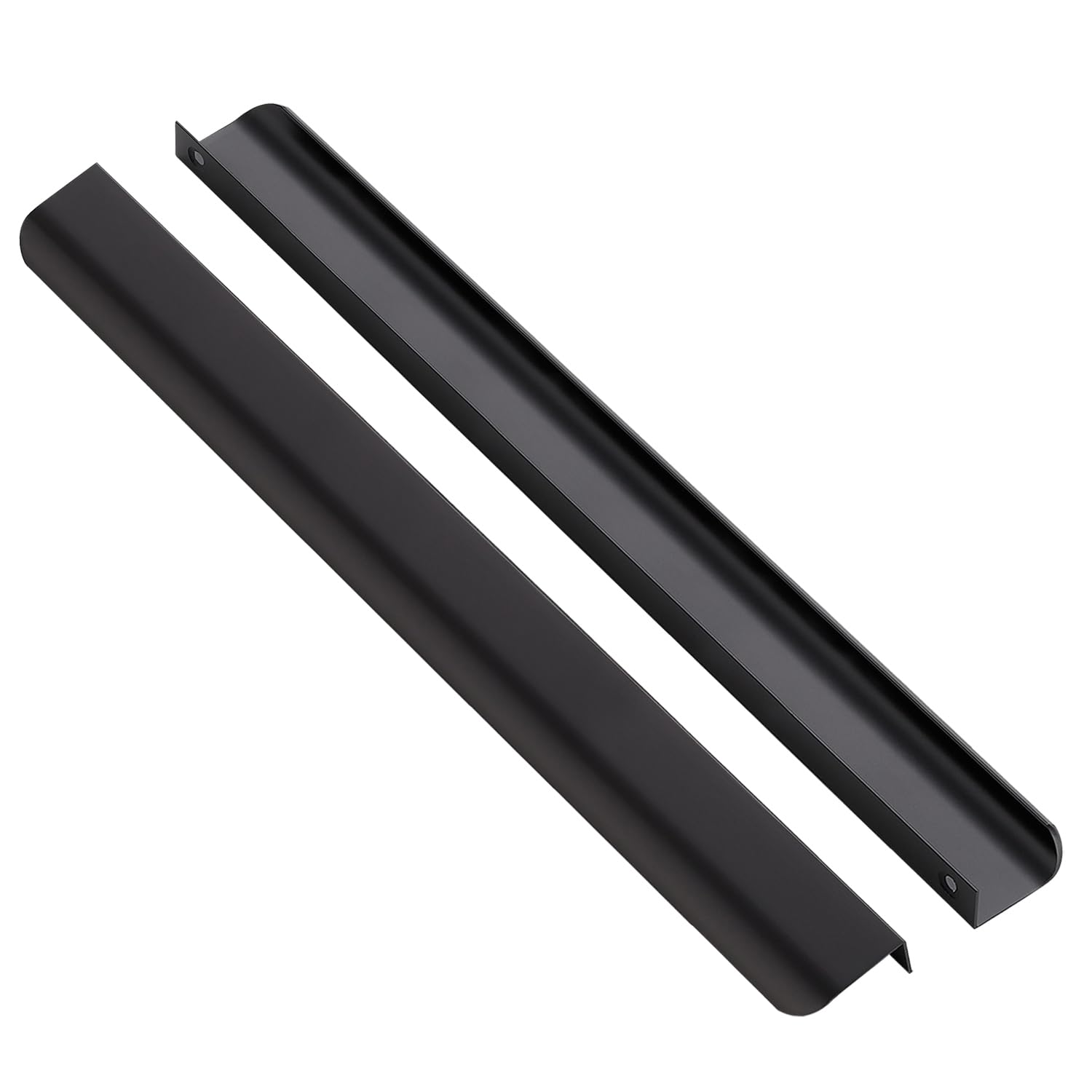 Ravinte 10 Pack Finger Pulls for Cabinets 356mm/14 Hole Center Tab Cabinet Handle Matte Black Finger Edge Pulls Concealed Handles for Kitchen Drawer