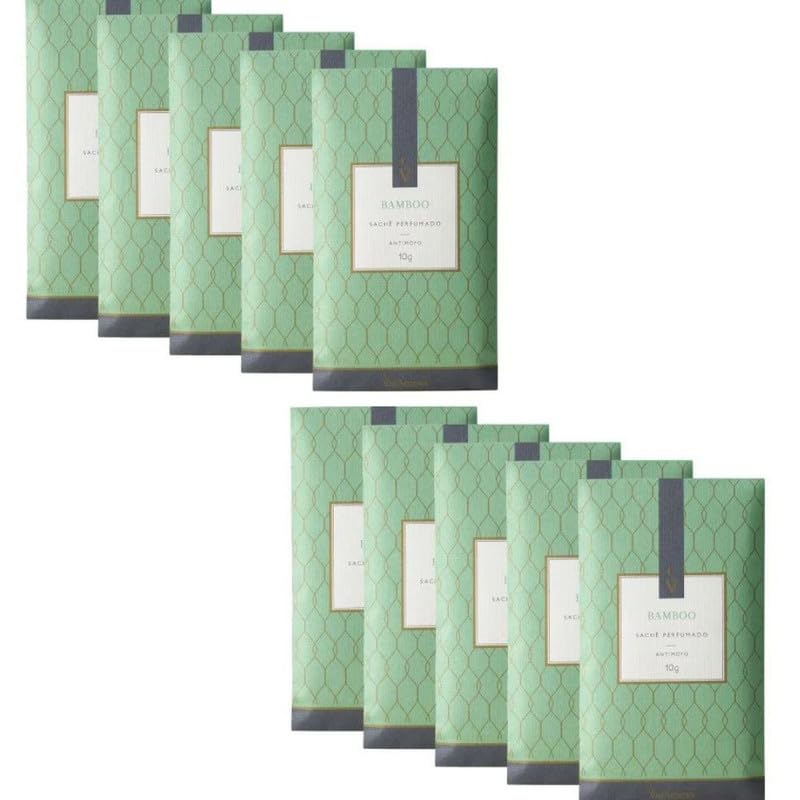 Kit de 10 Sachês Perfumados Bamboo 10g Via Aroma - Refrescante, V...