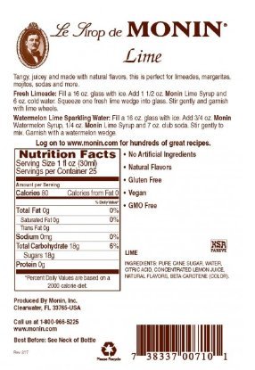 Monin Lime syrup 750ml (25.4oz) - Thumbnail 2