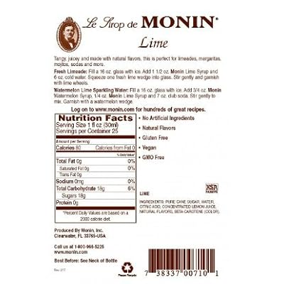 Monin Lime syrup 750ml (25.4oz)