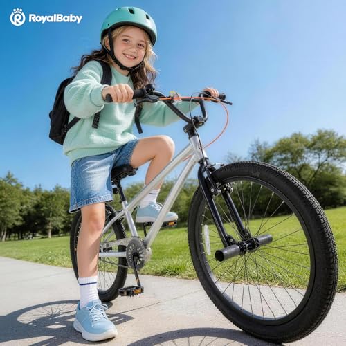 Image of RoyalBaby Kids BMX Bike 20 24 Inch, Professional Aluminum (Silver) or Sturdy Steel (Red /Black), Freestyle Street Bicycle for Beginners & Advanced Riders, Easy Assembly