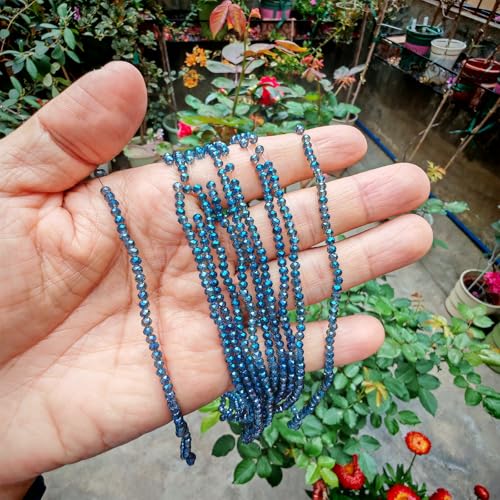 Image of 2mm Rondelle Glass Beads for Jewelry Making, Faceted Briolette Crytal Spacer Beads for Bracelet Necklace Earring, Clear Blue 1200pcs