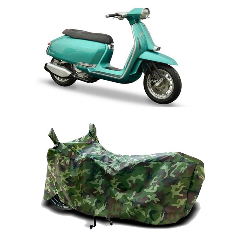 Image of DUFFEL-100% Heat Protection Two Wheeler Bike /Scooty Body Cover for Lambretta G-Special Water Resistance /UV-Rays /Birds Dropping /Scratchproof /Dust Proof /Waterproof[Green Jungle Print]