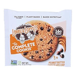 Lenny & Larry’s The Complete Cookie, Peanut Butter Chocolate Chip, Soft Baked, 16g Plant Protein, Vegan, Non-GMO, 4 Ounce Cookie (Pack of 12)