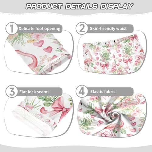 Vdsrup Girls Leggings Flamnigo Bow Flowers Pink Kids Length Leggings Pants Athletic Yoga Pants Toddler Tights Trousers 4T3