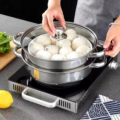 Marmite vapeur inox double chaudière pour cuire sans brûler 27cm