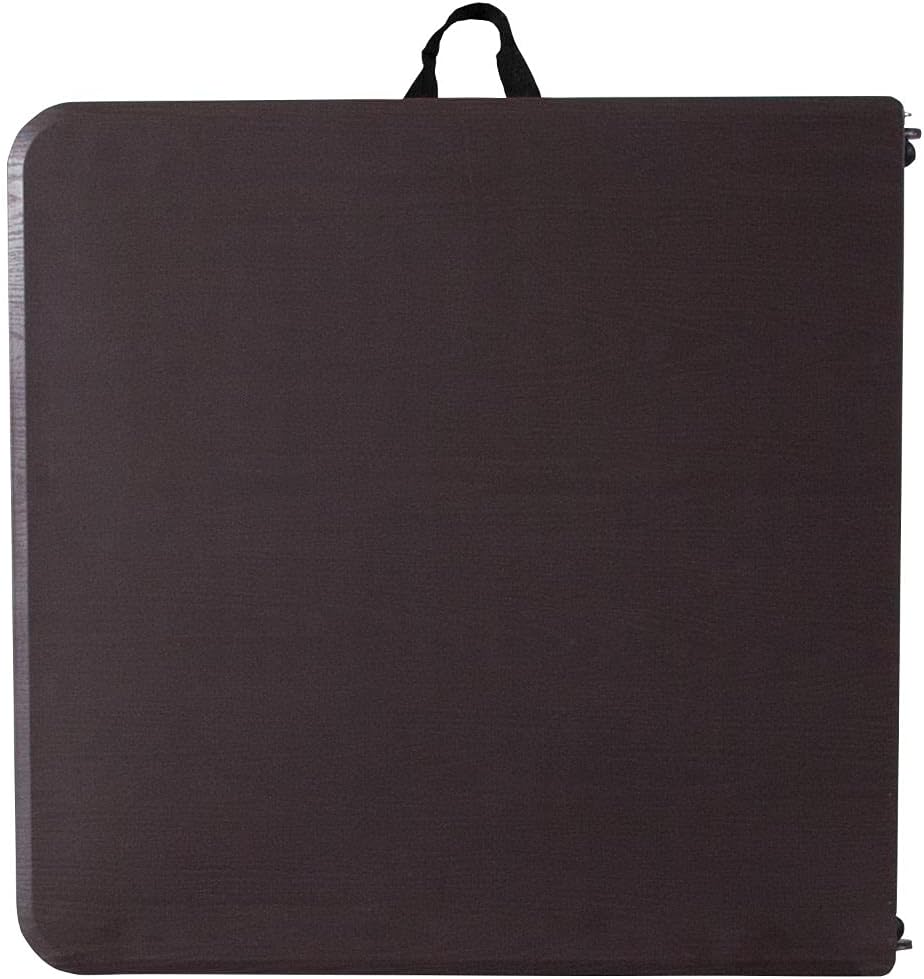 Flash Furniture 4-Foot Height Adjustable Bi-Fold Brown Wood Grain Plastic Folding Table with Carrying Handle : Everything Else