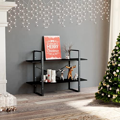 QZZCED Estantería decorativa para salón, librería, oficina, 2 compartimentos, color negro, 100 x 30 x 70 cm, material de madera para estudio, dormitorio, salón