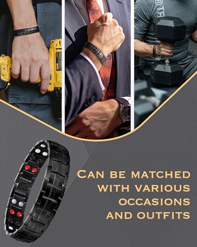 Magnetarmband für Herren aus Titanstahl mit 3500 Gauss Magneten
