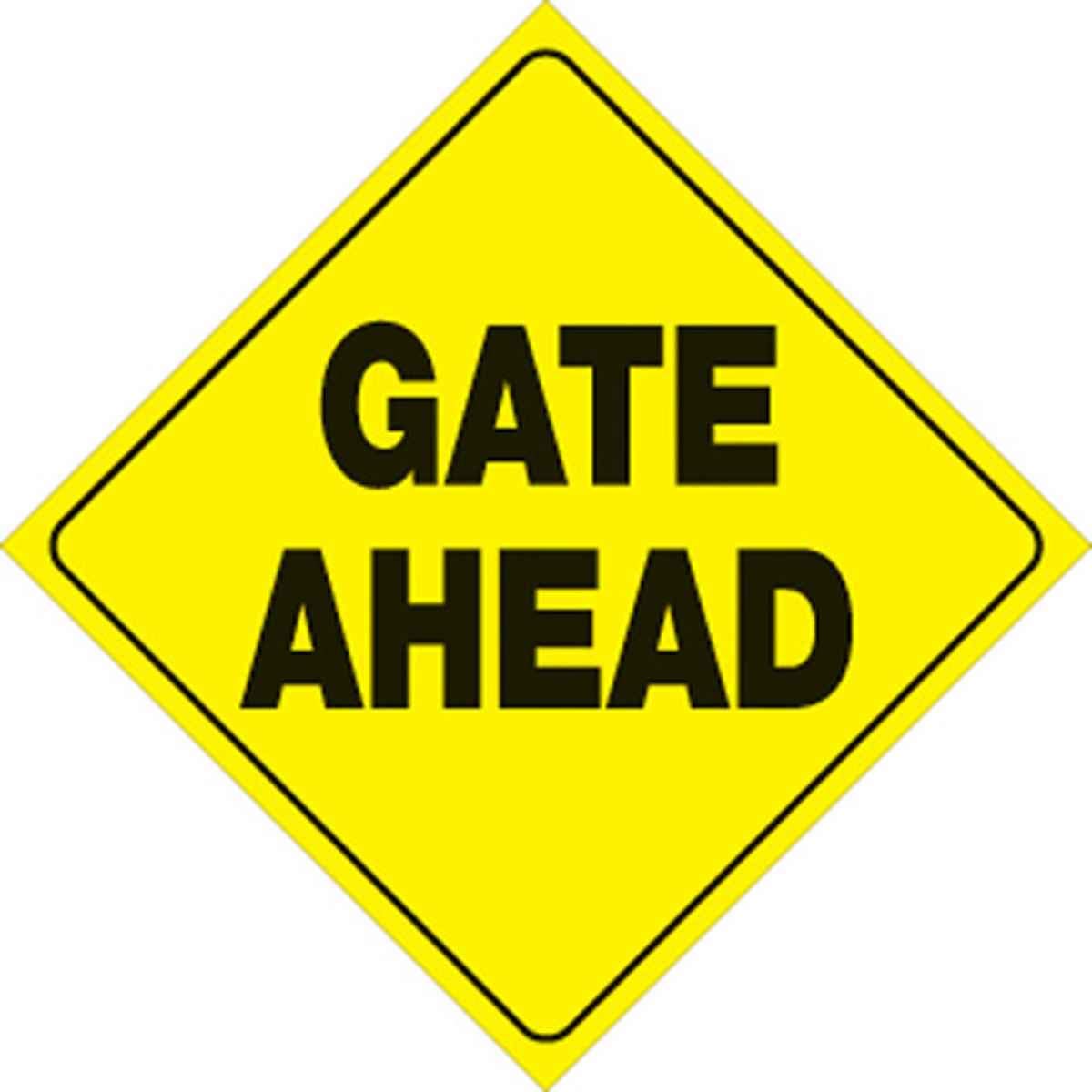 Yellow Plastic Reflective Sign 12" - Gate Ahead - 432 GA YR