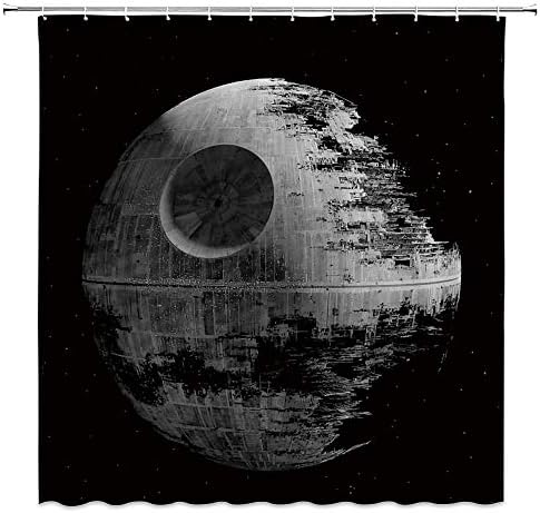 Gray Planet Shower Curtain Space Damaged Planet Creativity Pattern Bathroom Decor Polyester Fabric Hanging Curtains Sets 70 x 70 Inch Include Hooks