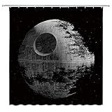 Gray Planet Shower Curtain Space Damaged Planet Creativity Pattern Bathroom Decor Polyester Fabric H