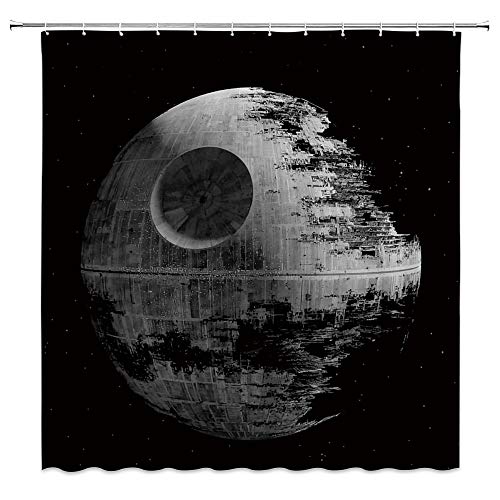 Gray Planet Shower Curtain Space Damaged Planet Creativity Pattern Bathroom Decor Polyester Fabric Hanging Curtains Sets 70 X 70 Inch Include Hooks #TOP24