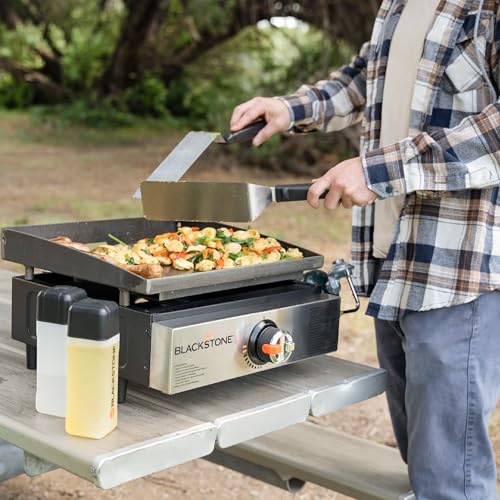 Image of Blackstone 2142 Original 17 inch Tabletop Griddle with Low-Maintenance Stainless Steel Front Plate, Powder Coated Steel, Black