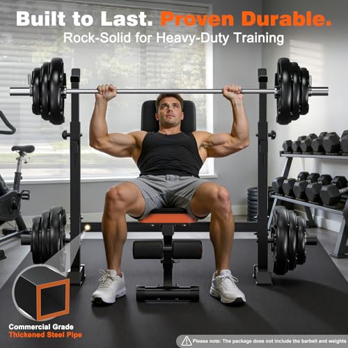 Image of Fostoy Adjustable Weight Bench with Barbell Rack & Incline Design