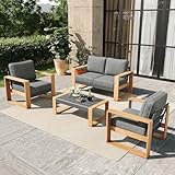 FUARTIO 4 Pieces Aluminum Patio Furniture Set, Outdoor Conversation Sets with...
