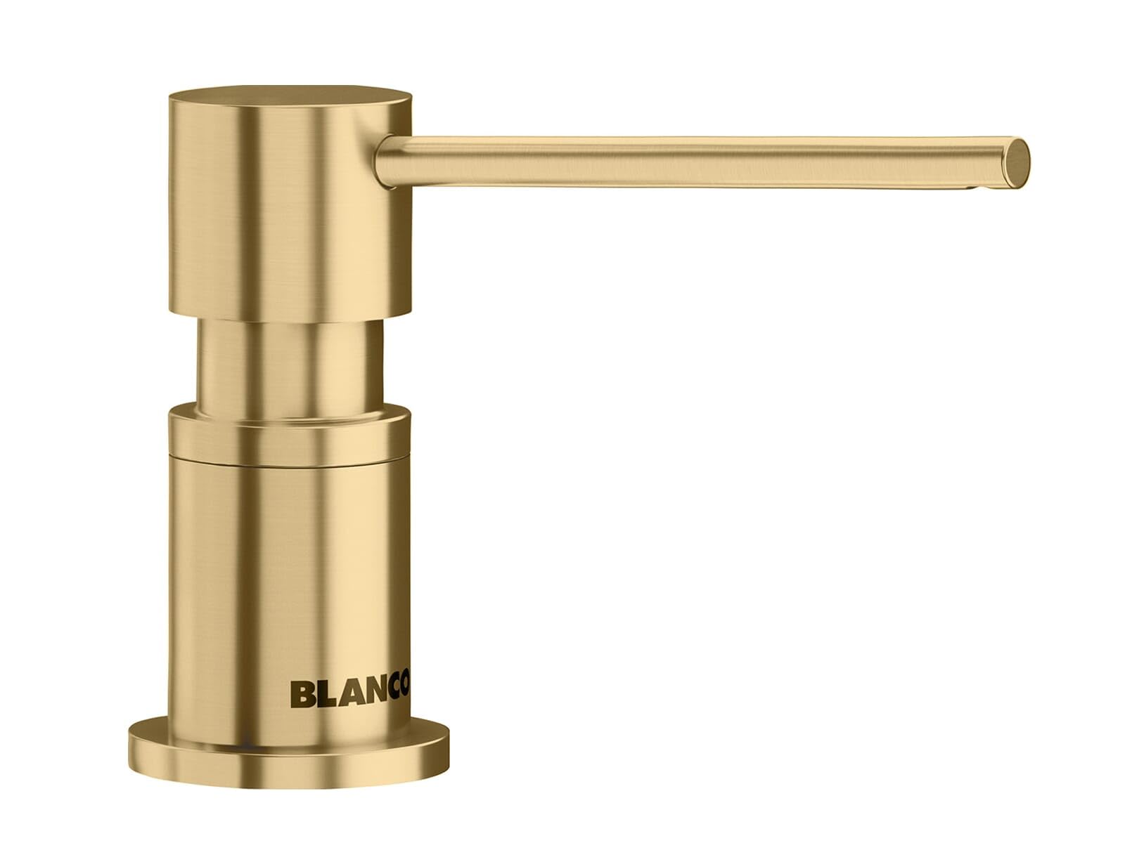 BLANCO LATO soap Dispenser in Satin Gold | Suitable for All BLANCO Kitchen Mixer taps | Convenient top Filling | Washing-up Liquid/soap Dispenser | 35 mm tap Hole | Bottle Volume 300 ml | Ø 4.5 cm
