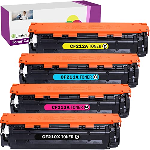 Limeink Compatible Toner Cartridge Replacement for HP 131a Toner 131x for HP Laserjet Pro 200 Color M251NW MFP M276 M276NW CF211A CF210X 131 Laser Jet Printer Ink (1 Black, 1 Cyan, 1 Magenta 1 Yellow)