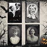 UieaMsio Marco de fotos de terror decorativo de Halloween, 4 unidades, decoración de retrato de terror 3D, marco de fotos lenticular, marco de holograma mágico lenticular