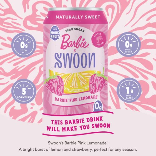 Swoon Barbie™ Pink Lemonade - Sugar Free Lemonade Low Carb, Paleo-Friendly, Gluten-Free Keto Drink - Strawberry Lemonade Made With 100% Natural Lemon Juice Concentrate - 12 Fl Oz (Pack Of 12) #TOP2