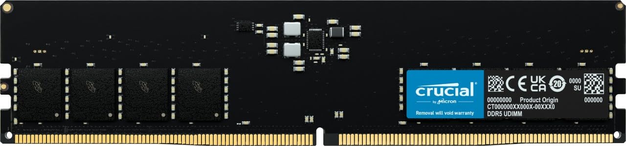 Crucial Basics 16GB DDR5 4800Mhz CL40 UDIMM Desktop Memory- Black (CB16GU4800)