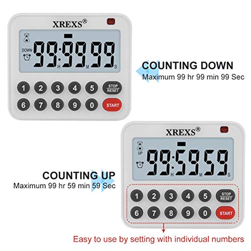 XREXS Digital Kitchen Timer Magnetic Countdown Up Cooking Loud Alarm - Image 2
