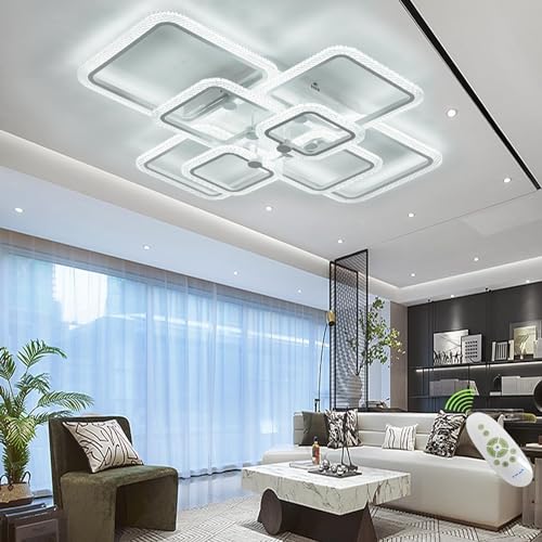 HIHIHOMY 41.3 Inch Modern Ceiling Light, Modern Crystal Led Ceili...