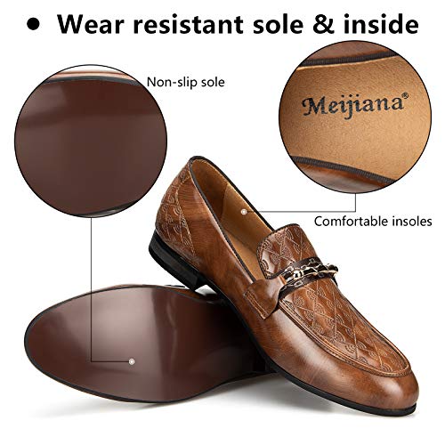 Image of Meijiana Men's Fashion Classic Microfiber PU Leather Loafers and Weeding Dress Shoes for Men