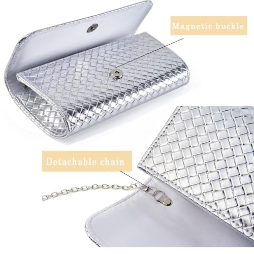 Image of Women's Woven Evening Bag Faux Leather Shoulder Handbag Fashion Crossbody Clutch Purse