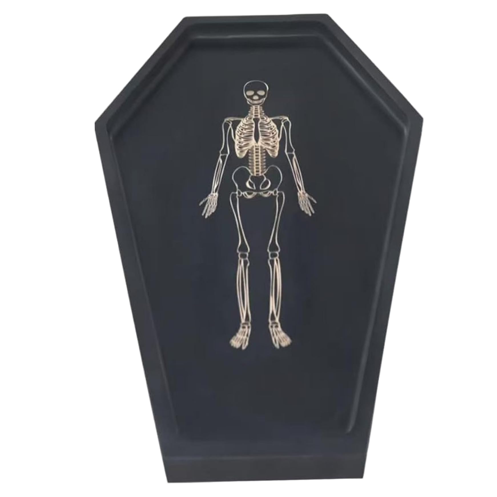 CNAFGBGG Halloween Charcuterie Board 11x15.7 Coffin Halloween Serving Dishes with Engraved Skeleton Gothic Coffin Letter Board for Food Party.