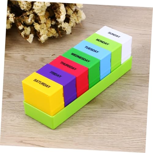 Image of 7 28 Storage Box Pill Drawer Green Medicine Organizer Weekly Pill Box | 01 Pcs