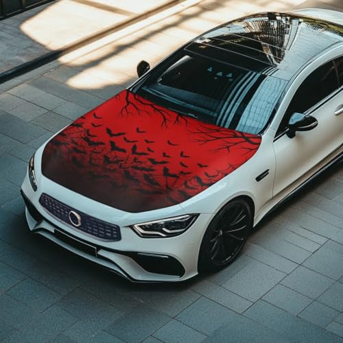 Image of Car Hood Cover Bat Halloween Print Car Hood Protector Waterproof Universal Automotive Exterior Accessories Halloween Decorations for Compact Vehicles Sedans Trucks SUVs Pickup (59x39 Inch)