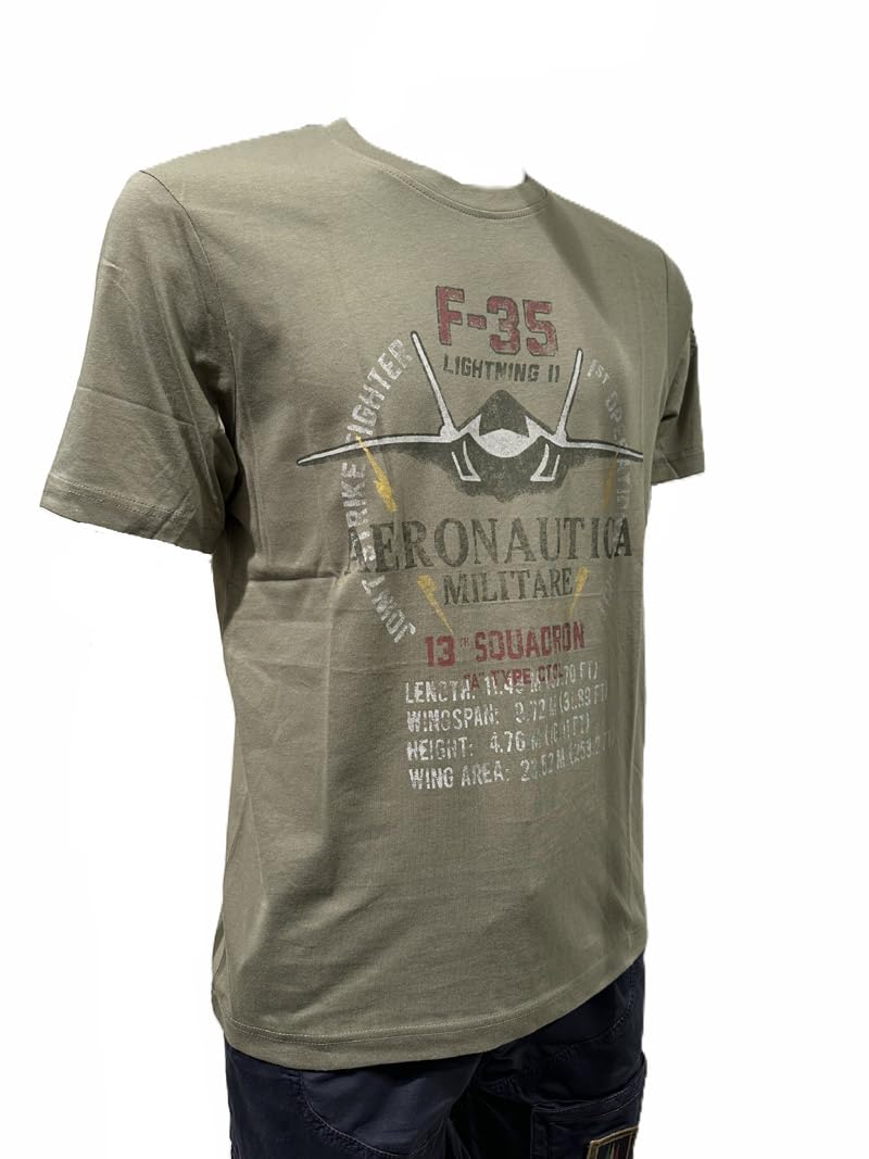 Aeronautica Militare t-Shirt TS2536 con Stampa F-35, Maglia, Maglietta, Felpa, da Uomo